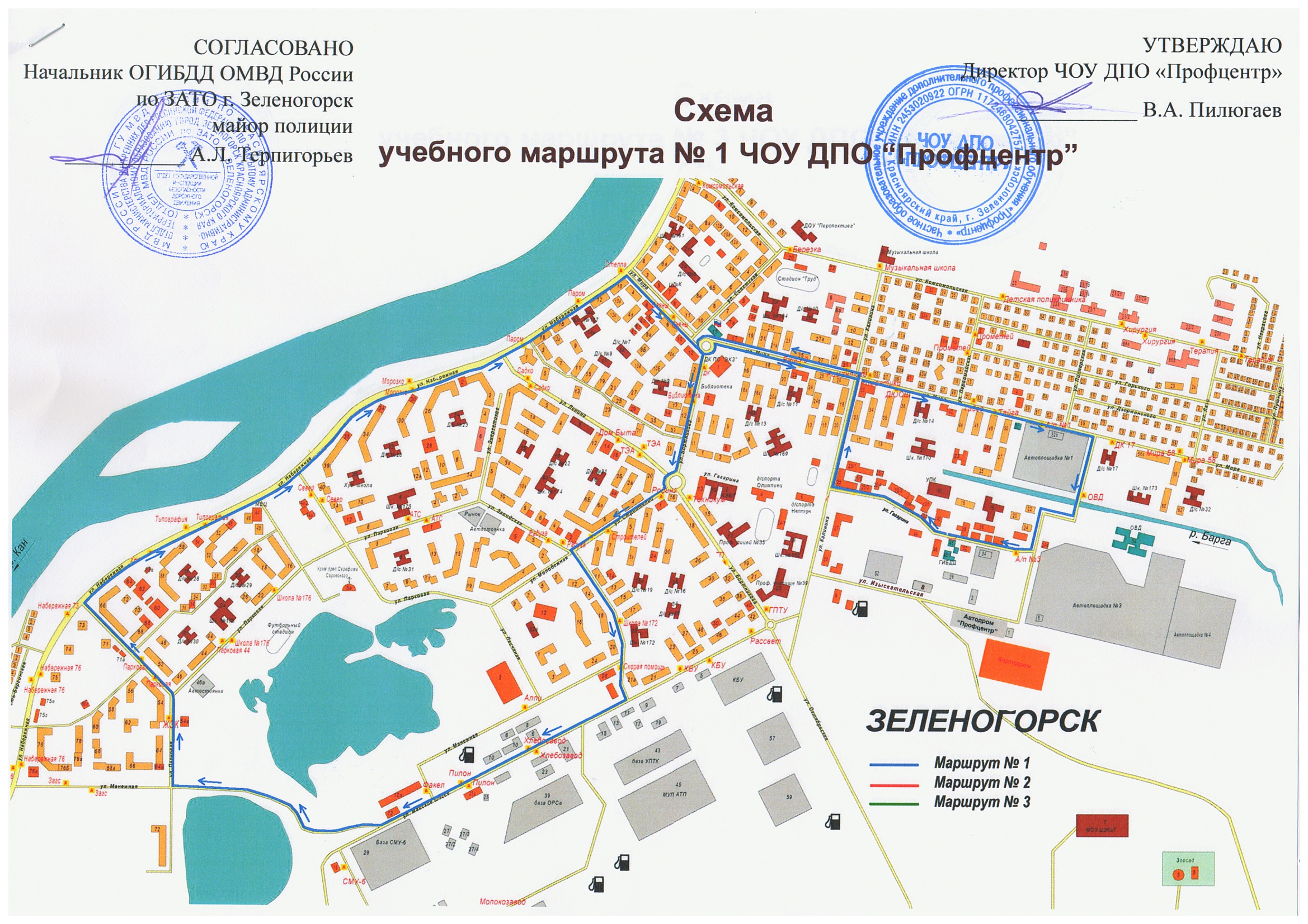Карта города Зеленогорска Красноярского края